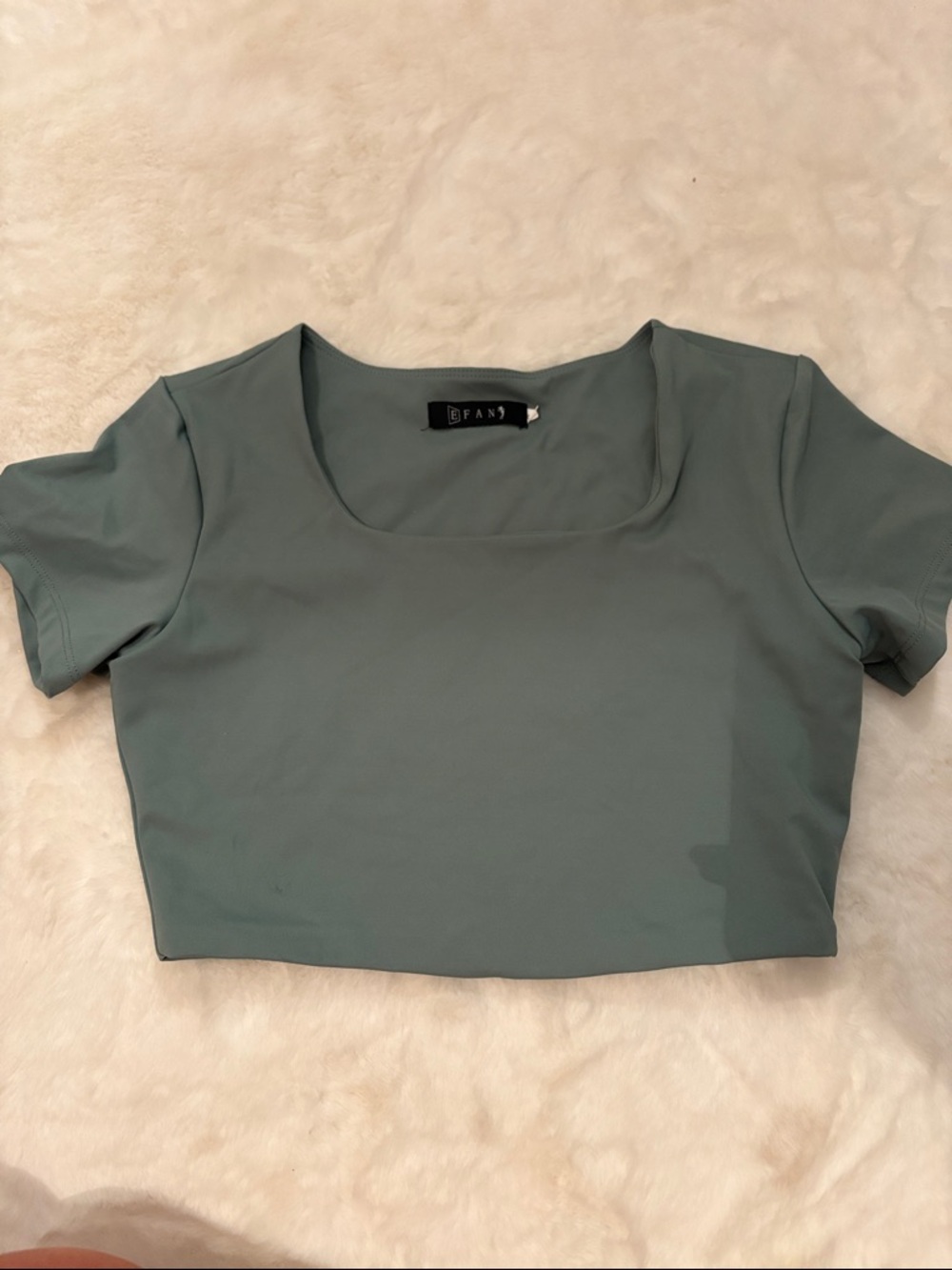 Square Neck Sage Crop Top by DFANY
